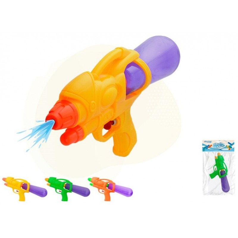Pistola de agua XL de 30 cm con depósito trasero de gran capacidad en colores amarillo y violeta