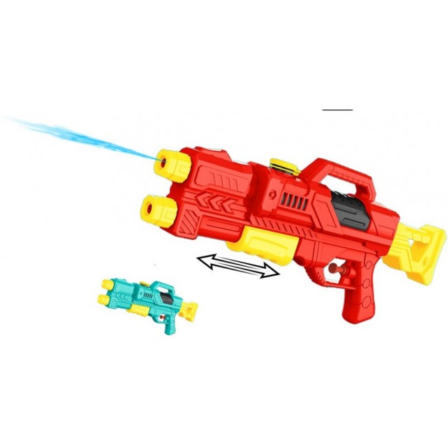 Pistola de agua de 37 cm en colores azul y naranja con depósito de alta capacidad y diseño deportivo