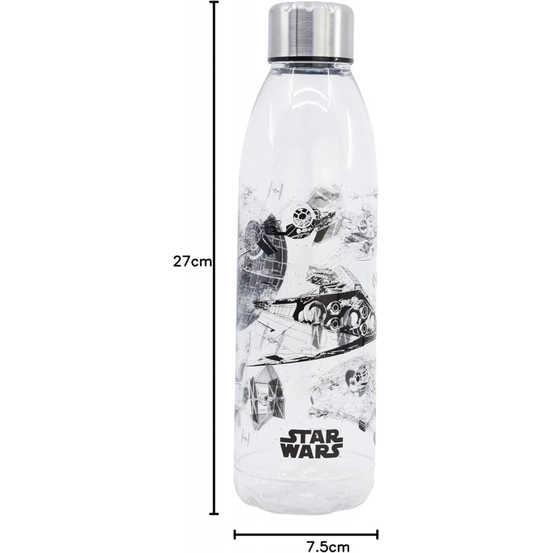 Botella de agua reutilizable de Tritan con diseño de Star Wars para niños medidas