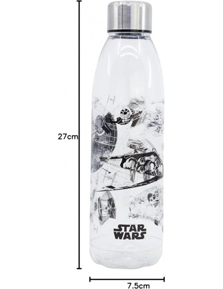 Botella de agua reutilizable de Tritan con diseño de Star Wars para niños medidas