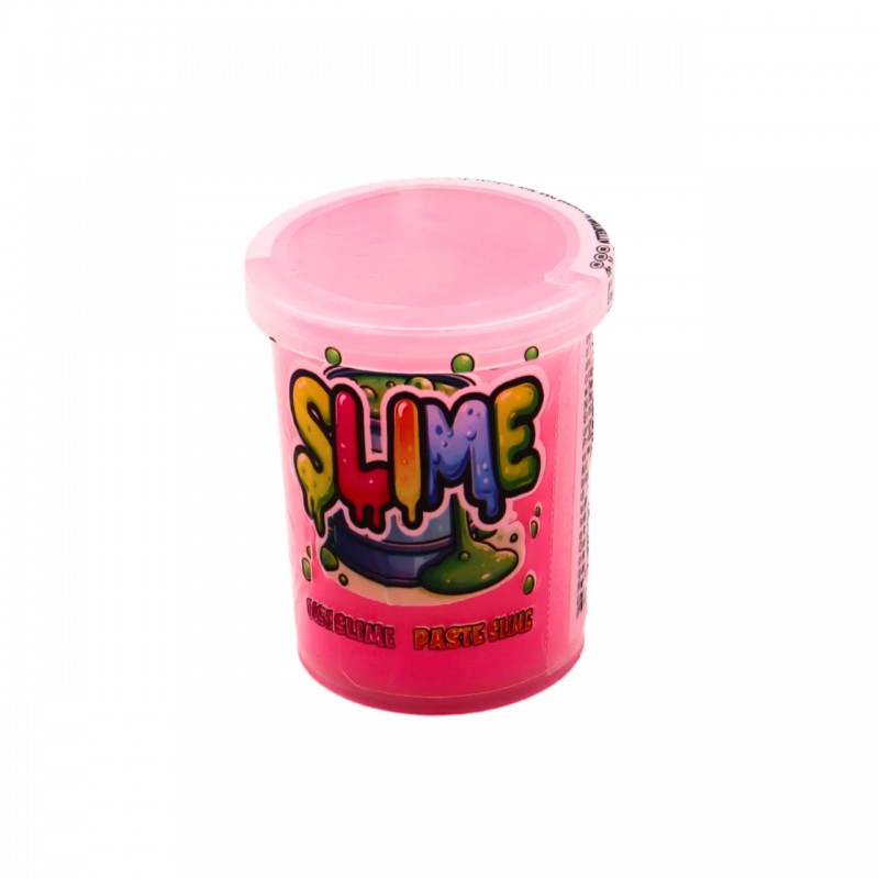 Bote de slime rosa neón elástico con tapa hermética 40g