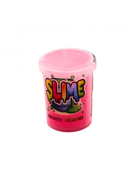 Bote de slime rosa neón elástico con tapa hermética 40g