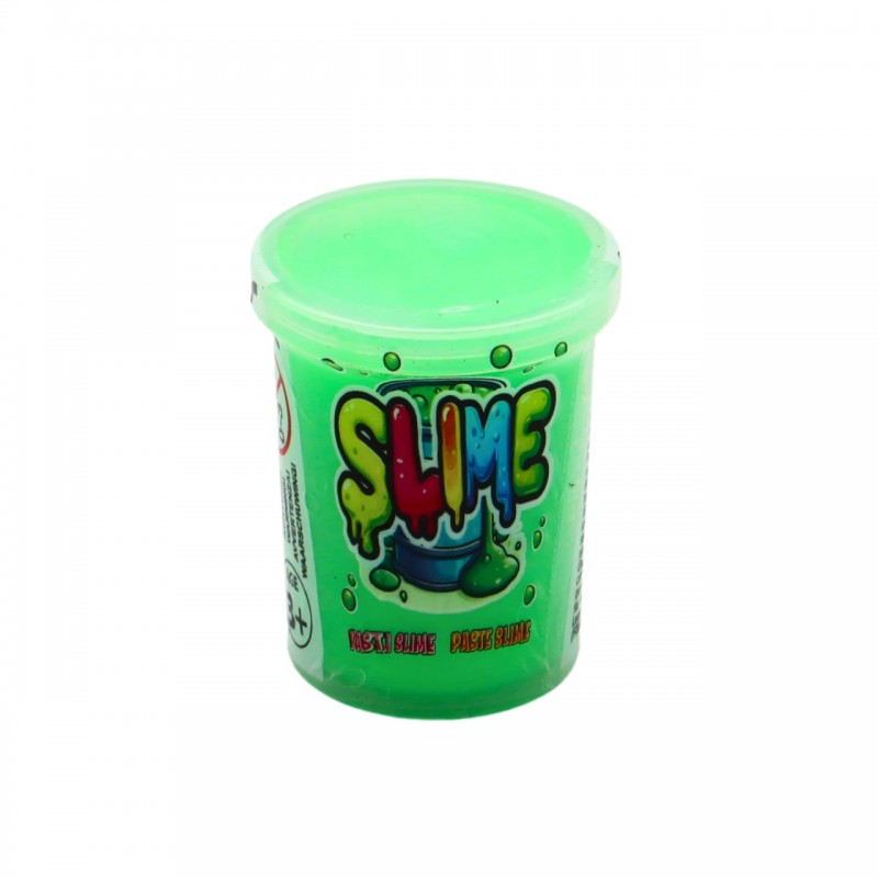 Juguete sensorial slime verde lima fluorescente en bote de 40g