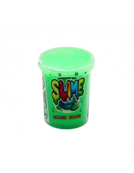 Juguete sensorial slime verde lima fluorescente en bote de 40g