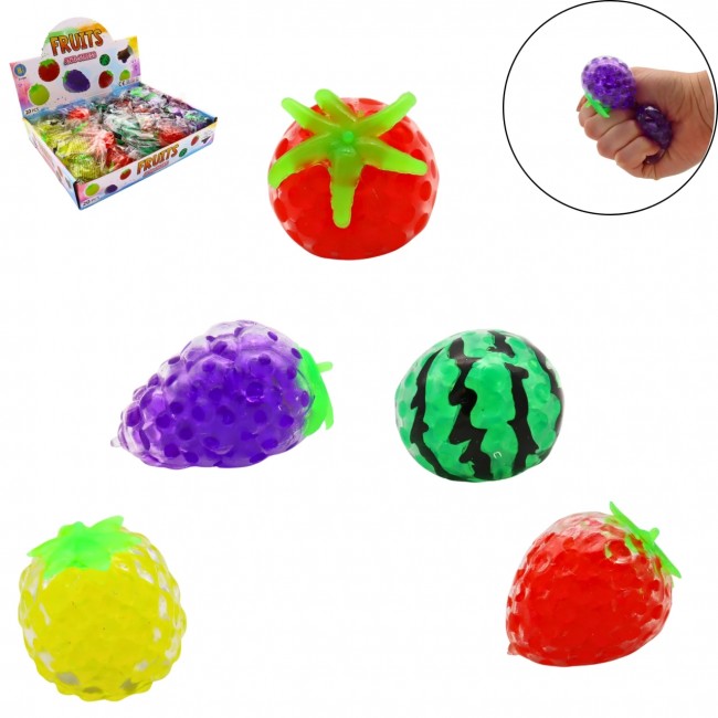 Colección de frutas antiestrés: piña, fresa, uva, sandía y tomate