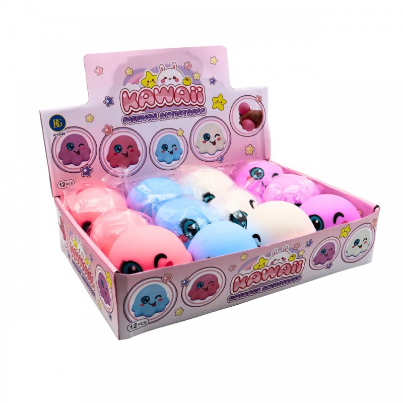 Caja expositora con 12 unidades de pulpos antiestrés de colores surtidos