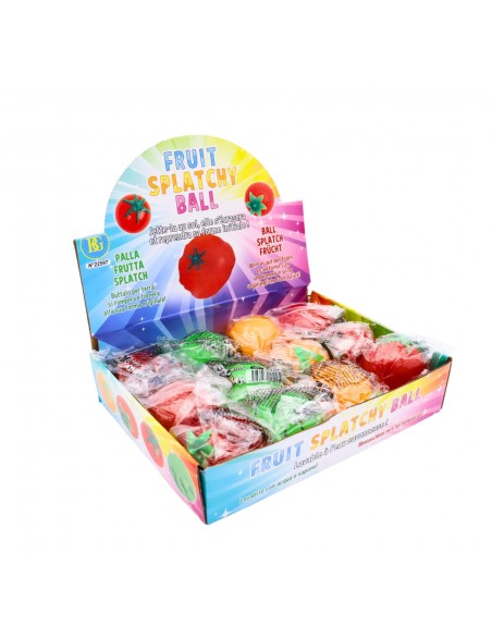 Caja expositora de 12 unidades de frutas splat ball surtidas para tienda