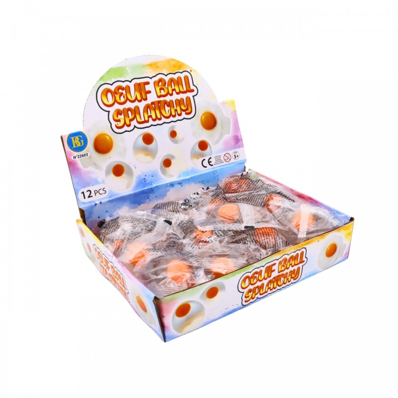 Caja expositora de 12 unidades de Splat Balls con diseño de huevo frito surtidos para tienda