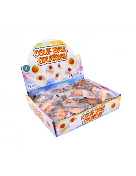 Caja expositora de 12 unidades de Splat Balls con diseño de huevo frito surtidos para tienda