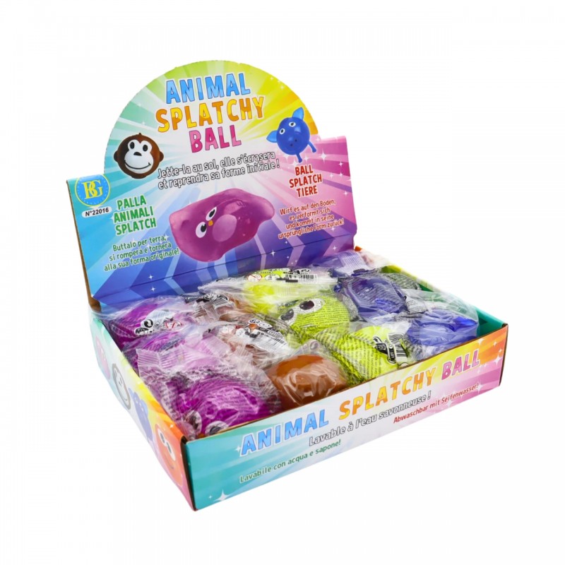 Caja expositora con 12 unidades de animales splat ball surtidos