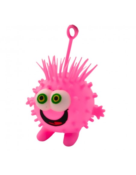 Monstruito antiestrés elástico rosa con luz LED y textura de púas suaves.