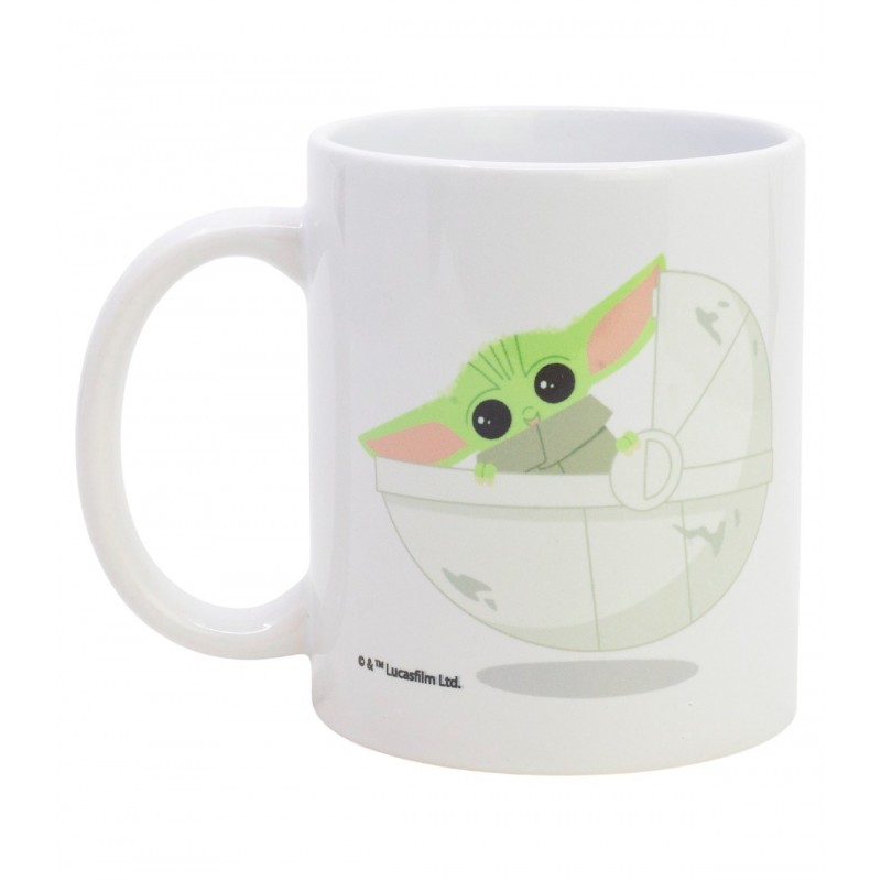 Base de la taza de cerámica de The Mandalorian mostrando el sello de licencia oficial de Star Wars y Lucasfilm Ltd.