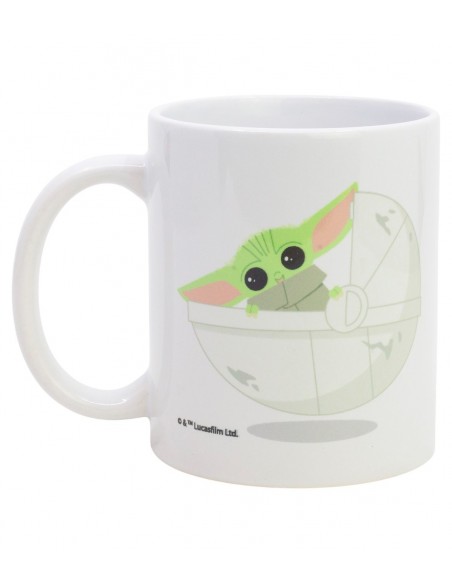 Base de la taza de cerámica de The Mandalorian mostrando el sello de licencia oficial de Star Wars y Lucasfilm Ltd.