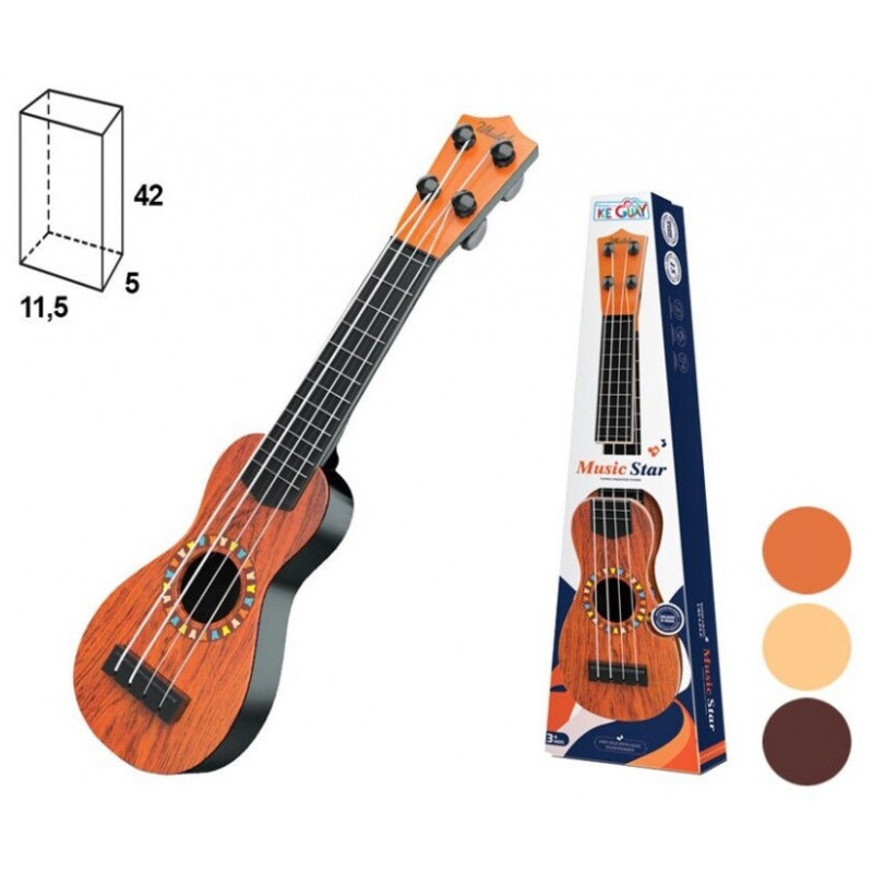 Ukelele clásico infantil color madera 42 cm.