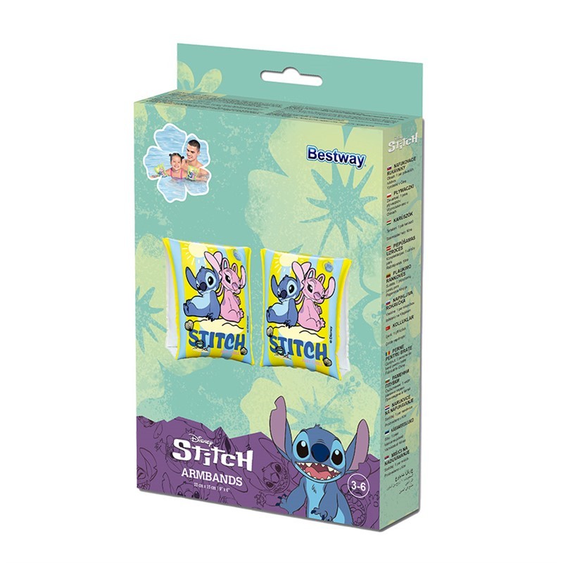 Caja Manguitos de natación de Stitch y Angel para niños de 3 a 6 años