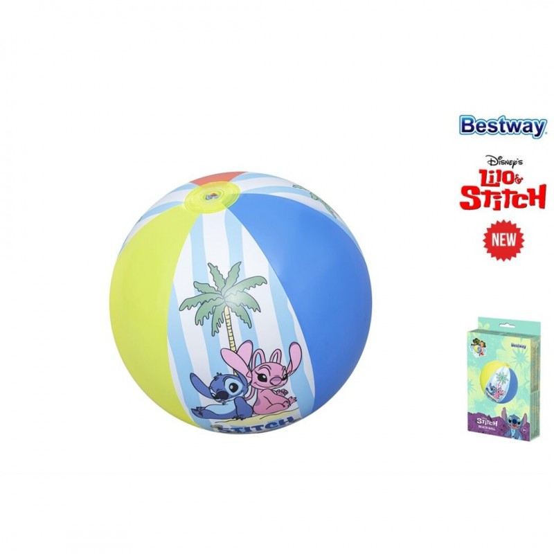 Pelota hinchable de Stitch y Angel Disney marca Bestway de 51 cm para niños.