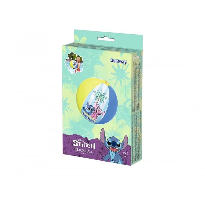 Caja Pelota hinchable de Stitch y Angel Disney marca Bestway de 51 cm para niños.