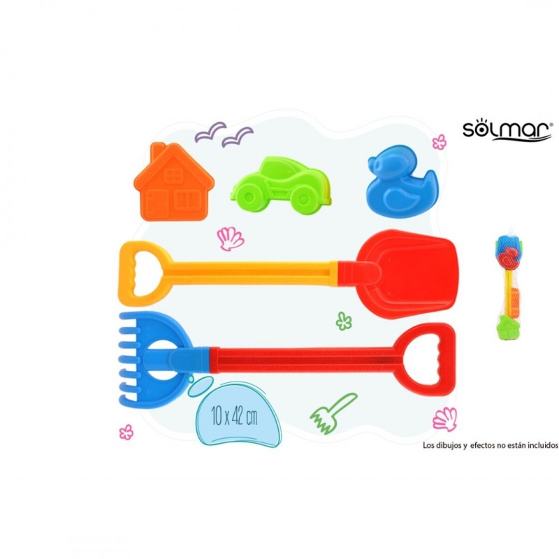 Set Playa Pala, Rastrillo Y Moldes 5 Pcs. 42x10 CM.