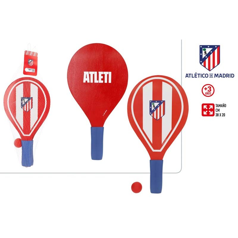 Set Palas Playa Madera Con Pelota 38x20x0,7 CM.