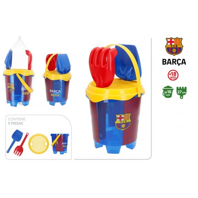 Set Cubo Playa Con 3 Accesorios Barça 18 CM.