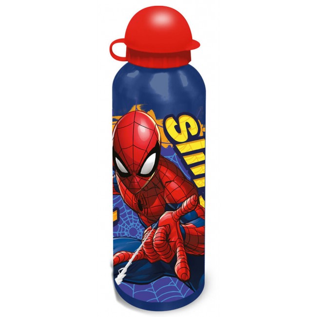 Surtido completo de los tres modelos de botellas de aluminio de Spiderman de 500 ml oficiales de Marvel para niños. 2