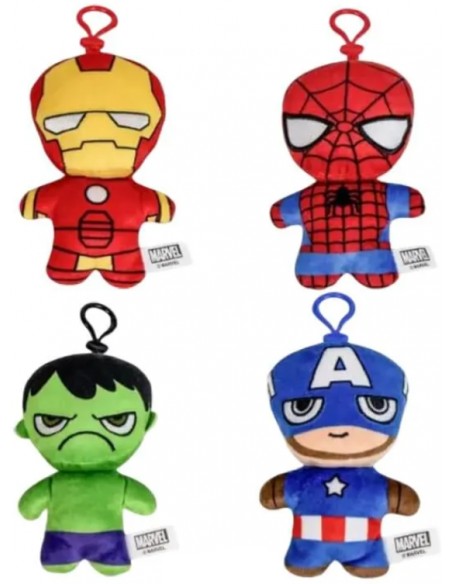 Llavero Peluche Clip-On de Los Vengadores y Spider-Man Marvel 14 cm - Peluche para Mochila Surtido +10M