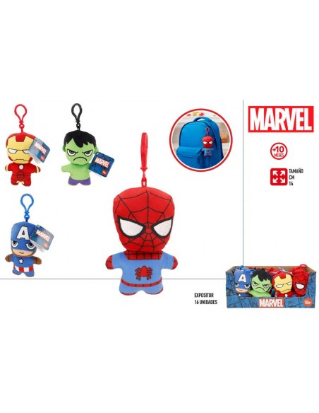 Llavero Peluche Clip-On de Los Vengadores y Spider-Man Marvel 14 cm - Peluche para Mochila Surtido +10M