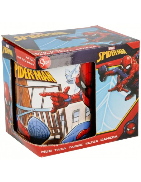 Taza de cerámica de Spiderman de 325 ml de Stor dentro de su caja de regalo oficial de Marvel.