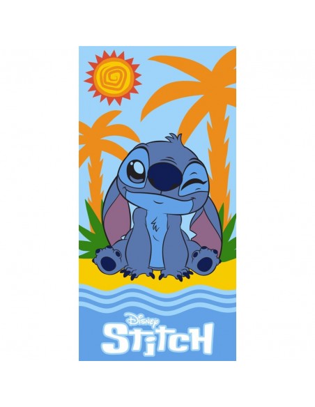 Toalla de microfibra Stitch Disney en la playa con palmeras 140x70 cm