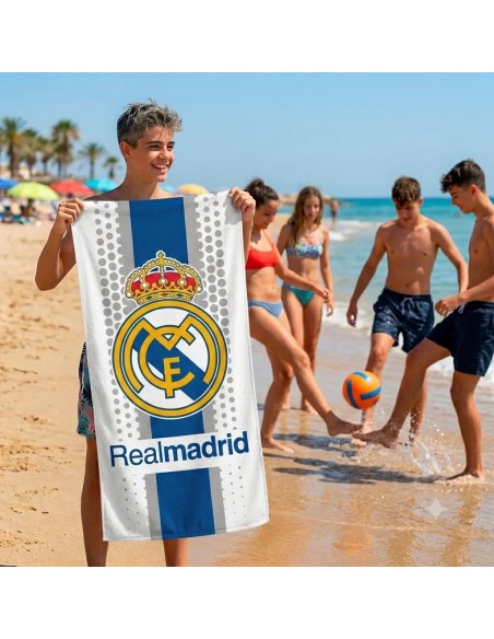 Toalla de Playa y Piscina Real Madrid Microfibra Escudo Oficial