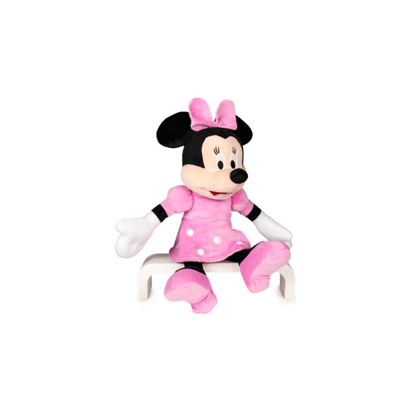 Peluche original de Minnie Mouse Disney en color rosa de 38 cm de altura sentado.
