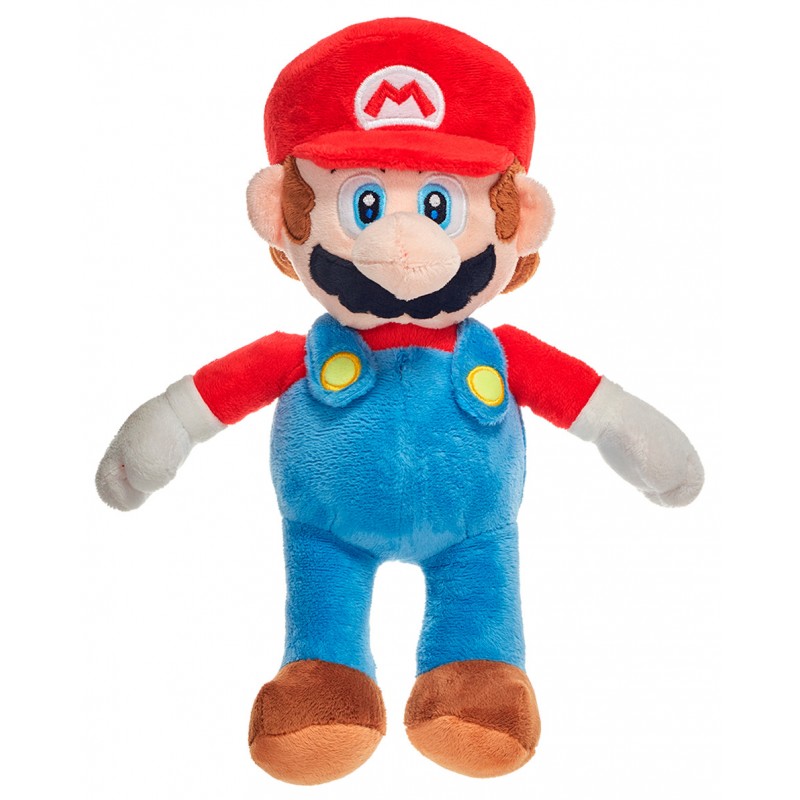 Peluche suave original de Super Mario Bros de 18 cm con gorra roja y peto azul Nintendo.