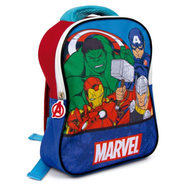 Mochila escolar infantil de Los Vengadores Marvel con frontal impreso de Hulk, Iron Man, Thor y Capitán América. 2