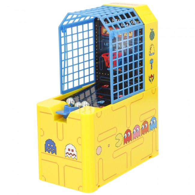 Minicanasta de baloncesto de mesa de Pac-Man Arcade con lanzador de bolas y caja de presentación. 2