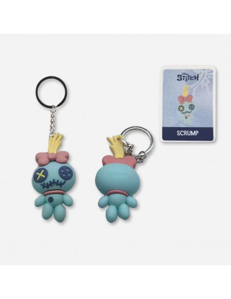 Llavero 3D de la muñeca Scrump Trapos de Lilo y Stitch con vista frontal y trasera.