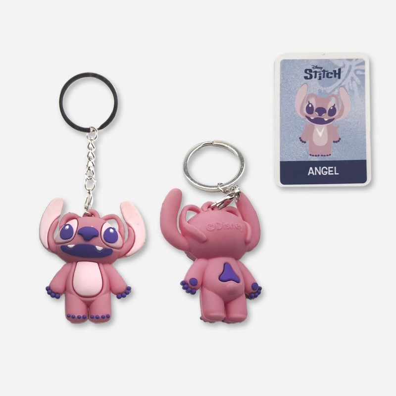 Llavero 3D de Angel la novia rosa de Stitch en caja sorpresa coleccionable Disney.