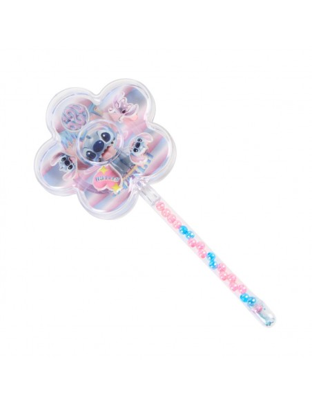Estuche transparente en forma de varita de flor con abalorios del set de bisutería infantil Disney Stitch.