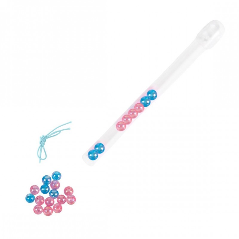Kit de cuentas rosa y azul con cordón elástico para montar la pulsera del set de bisutería Stitch.