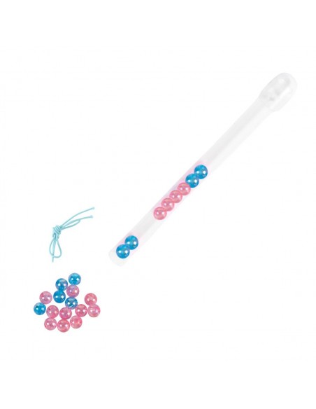 Kit de cuentas rosa y azul con cordón elástico para montar la pulsera del set de bisutería Stitch.
