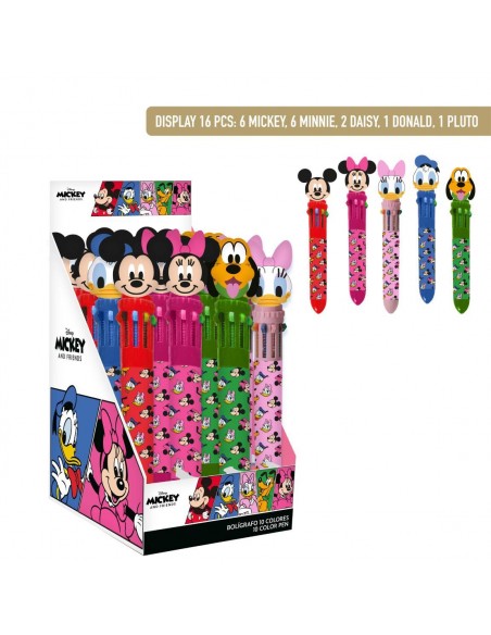 Expositor de 16 unidades del bolígrafo de 10 colores Disney Mickey y sus Amigos con modelos surtidos.