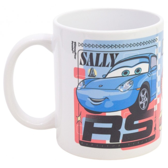 Taza de desayuno de Cars de 325 ml con ilustración frontal de Rayo McQueen y dorsal 95. 2