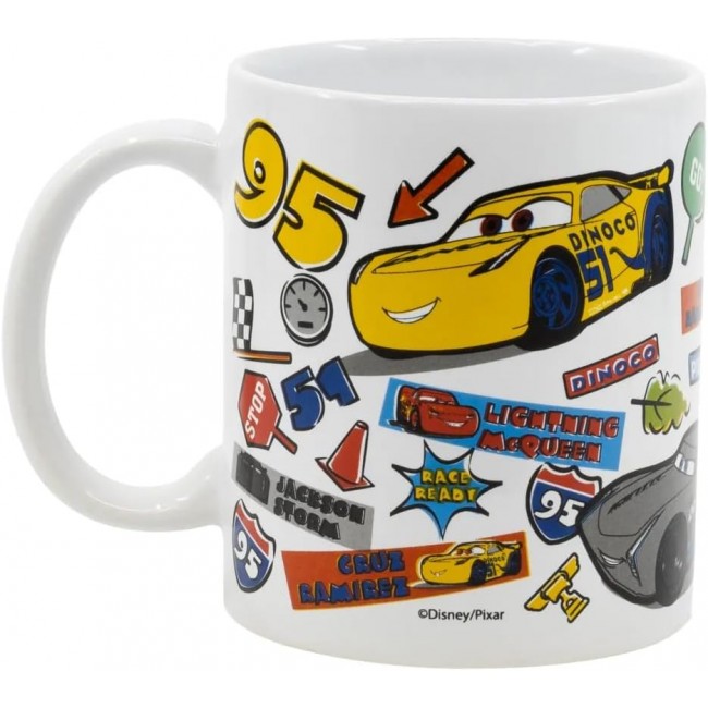 Taza de desayuno infantil de Cars con diseño envolvente de Rayo McQueen y el número 95. 2