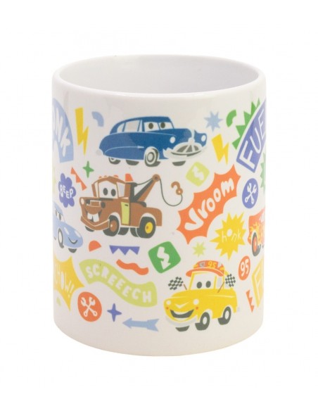 Taza de desayuno infantil de Cars Happy Squad mostrando al personaje Mate y diseño colorido.