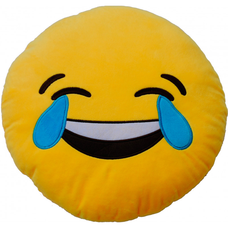 COJÍN GRANDE EMOTICONO LLORAR RISA 32 CM.